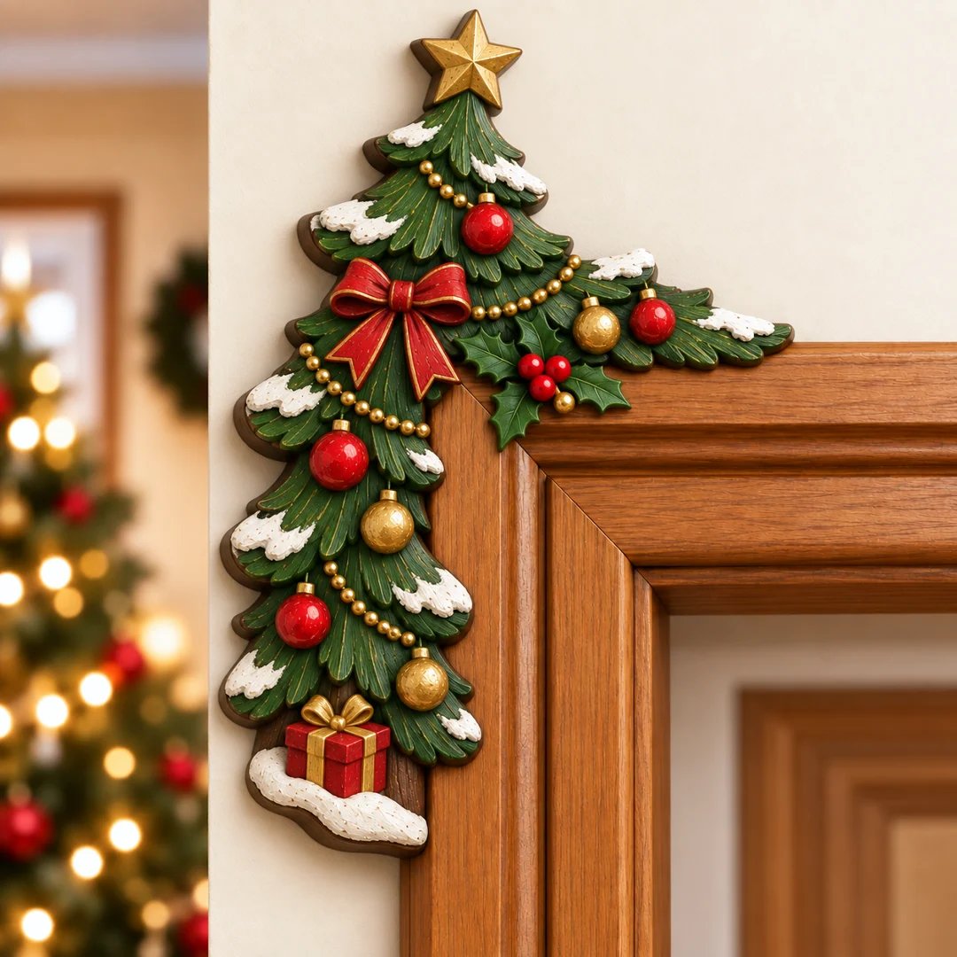 Christmas Peekaboo Door Frame Corner Decor – 3D Holiday Character Decoration