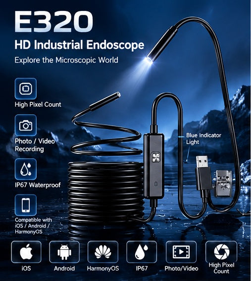 💥LIMITED-TIME 50% OFF!🔥High-Resolution Waterproof Industrial Endoscope Camera