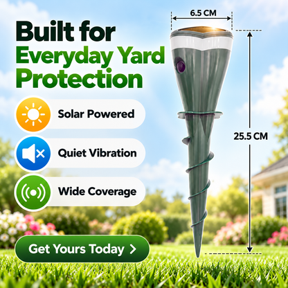 🔥 Solar-Powered Ultrasonic Animal Repeller with Flame Light & Siren Alarm