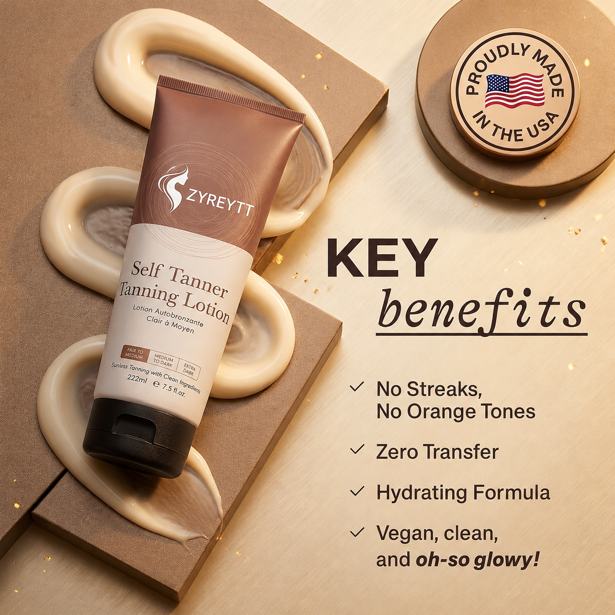 Natural Self Tanner Lotion Hydrating Streak Free Glow