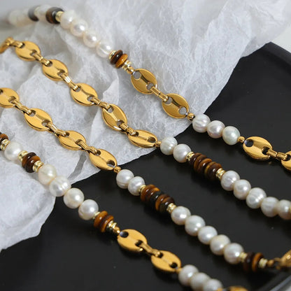 Freshwater Pearl Tiger's Eye Bracelet