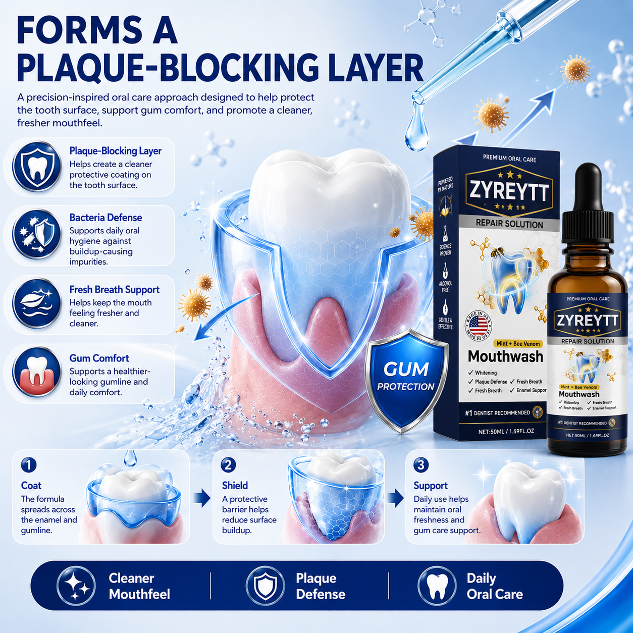 Zyreytt® Oral Repair Solution 🦷 — Inspired Mouthwash for Gumline Care, Plaque Defense & Fresher Breath