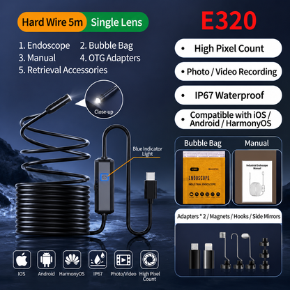 💥LIMITED-TIME 50% OFF!🔥High-Resolution Waterproof Industrial Endoscope Camera