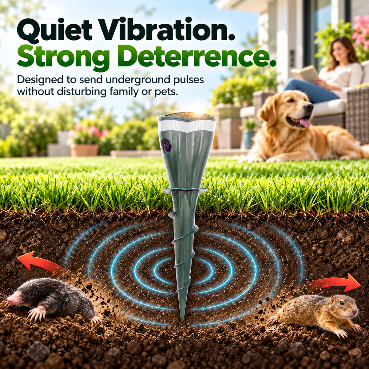 🔥 Solar-Powered Ultrasonic Animal Repeller with Flame Light & Siren Alarm