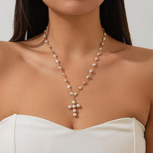 fashionable and imitation pearl bead collarbone chain
