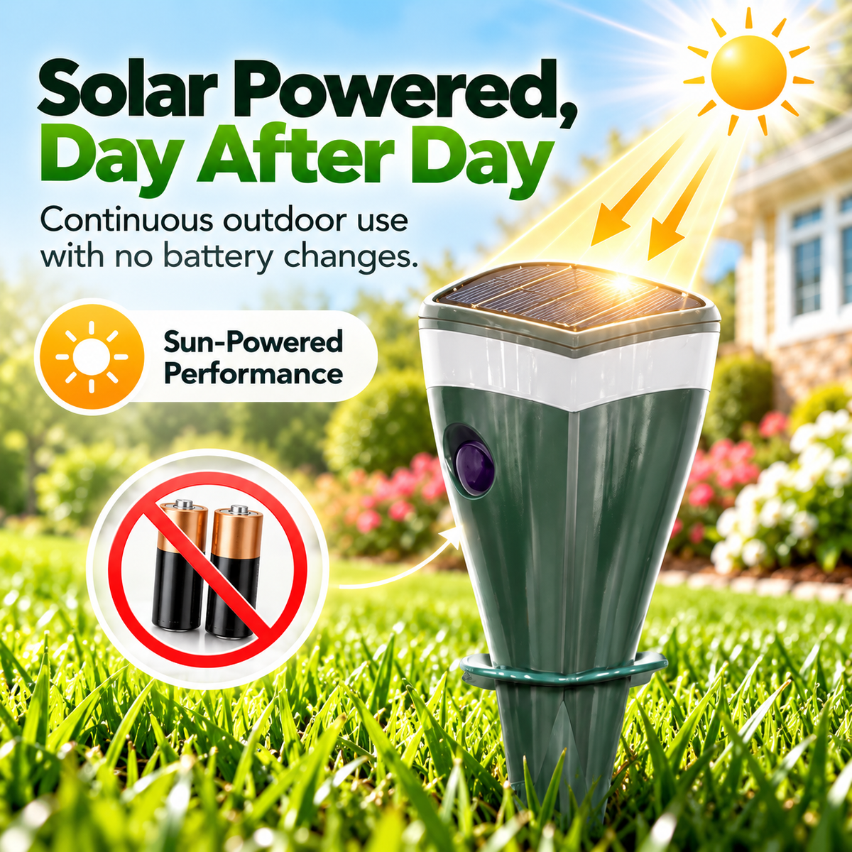 🔥 Solar-Powered Ultrasonic Animal Repeller with Flame Light & Siren Alarm