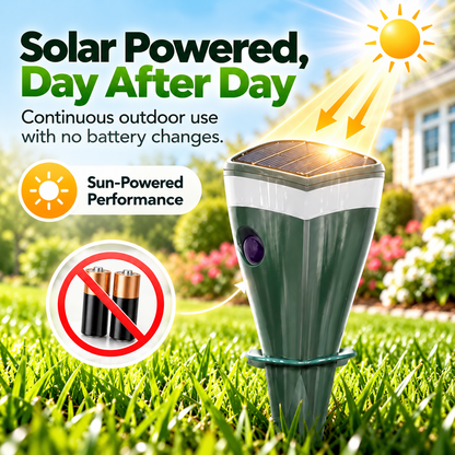 🔥 Solar-Powered Ultrasonic Animal Repeller with Flame Light & Siren Alarm