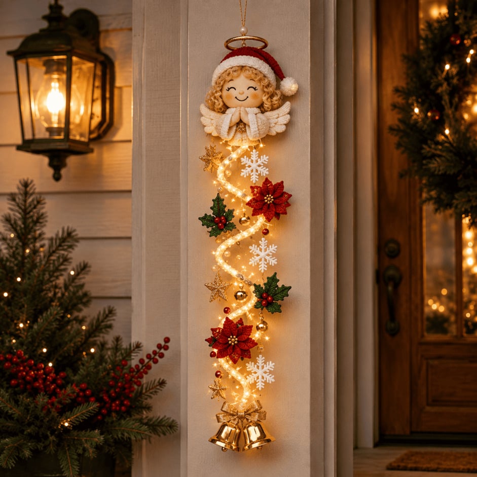 ⏳ Last Day 49% OFF –🎄✨ Create a Warm Christmas Welcome — Lighted Holiday Door Hanger for Your Front Door & Porch