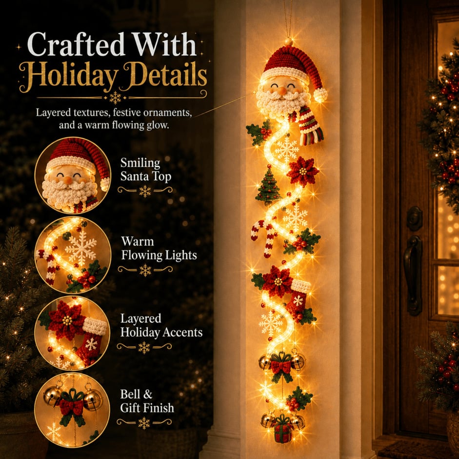 ⏳ Last Day 49% OFF –🎄✨ Create a Warm Christmas Welcome — Lighted Holiday Door Hanger for Your Front Door & Porch