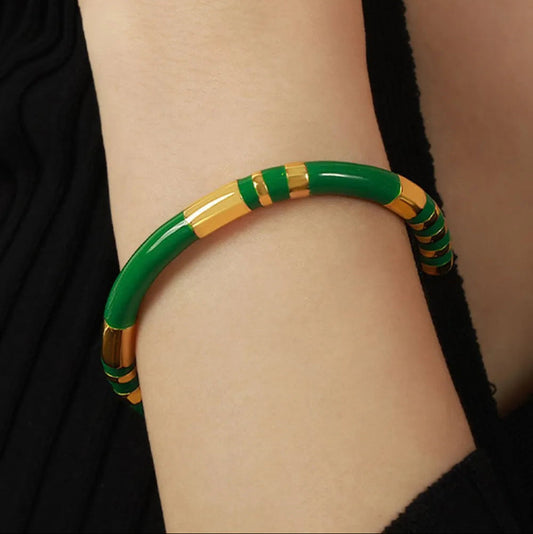 Enamel Titanium Steel Cuff Bracelet