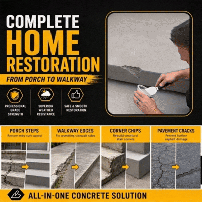 Concrete Step Repair Adhesive – Permanently bonds cracked stairs & walkways. Weatherproof – resists heat, ice & rain. Walk safely again!