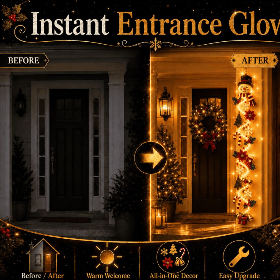 ⏳ Last Day 49% OFF –🎄✨ Create a Warm Christmas Welcome — Lighted Holiday Door Hanger for Your Front Door & Porch