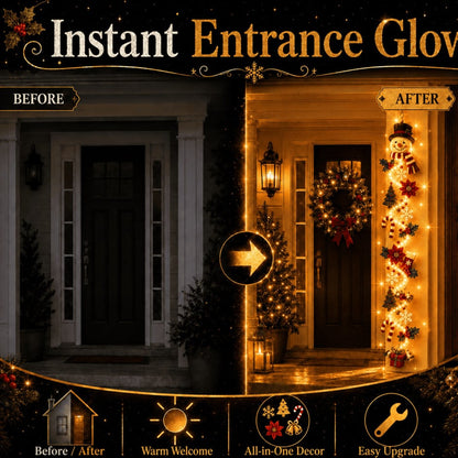 ⏳ Last Day 49% OFF –🎄✨ Create a Warm Christmas Welcome — Lighted Holiday Door Hanger for Your Front Door & Porch
