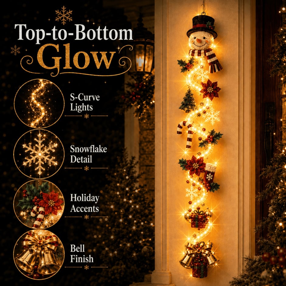 ⏳ Last Day 49% OFF –🎄✨ Create a Warm Christmas Welcome — Lighted Holiday Door Hanger for Your Front Door & Porch
