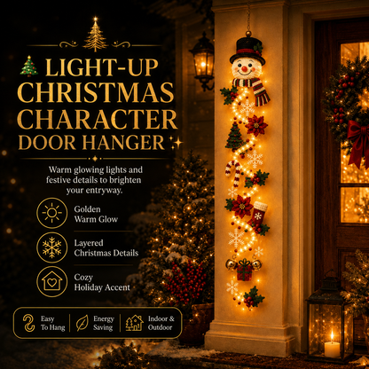⏳ Last Day 49% OFF –🎄✨ Create a Warm Christmas Welcome — Lighted Holiday Door Hanger for Your Front Door & Porch