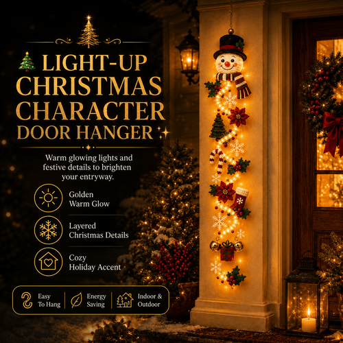 ⏳ Last Day 49% OFF –🎄✨ Create a Warm Christmas Welcome — Lighted Holiday Door Hanger for Your Front Door & Porch