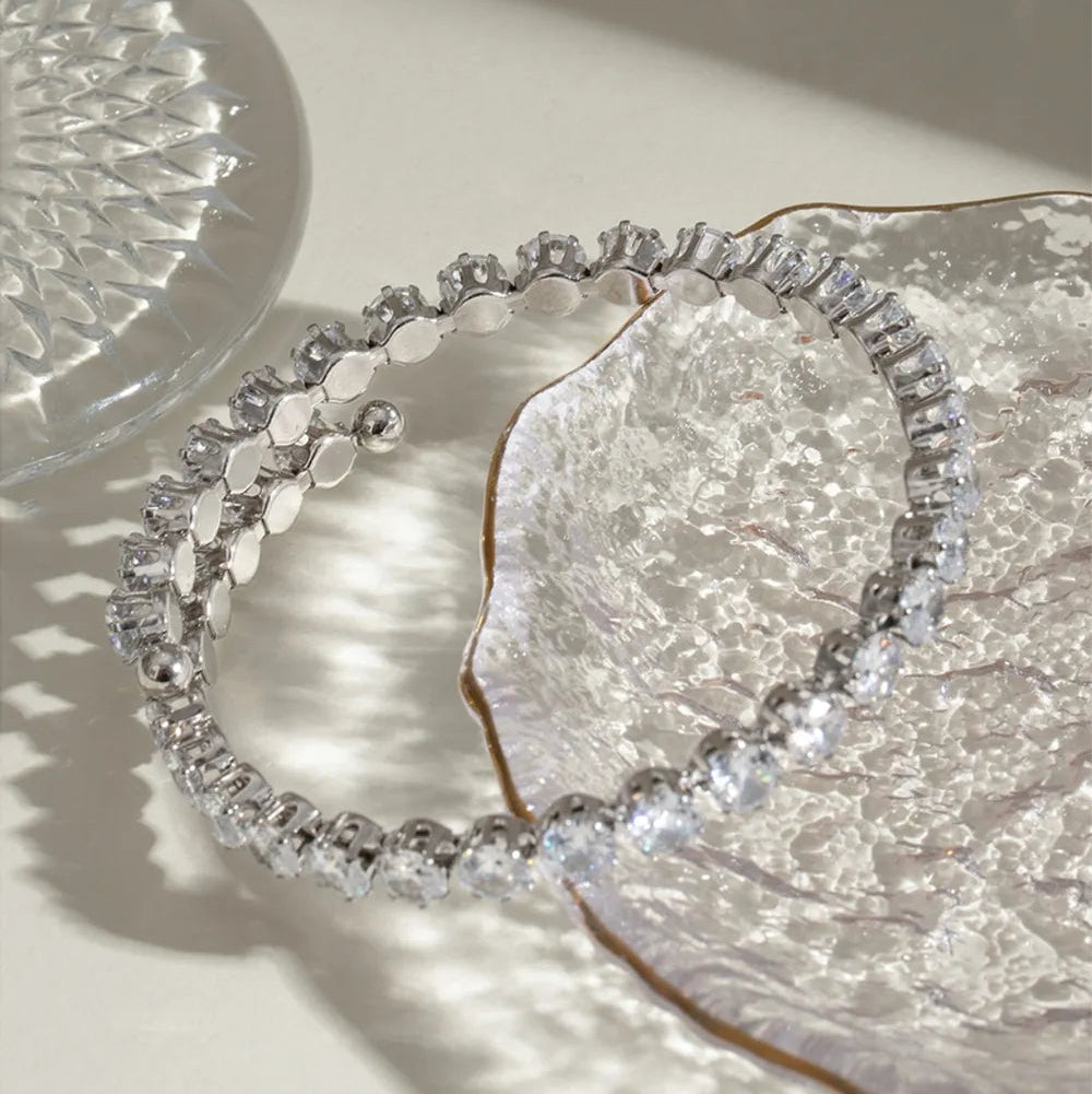 Stainless Steel Inlaid Zircon Bracelet