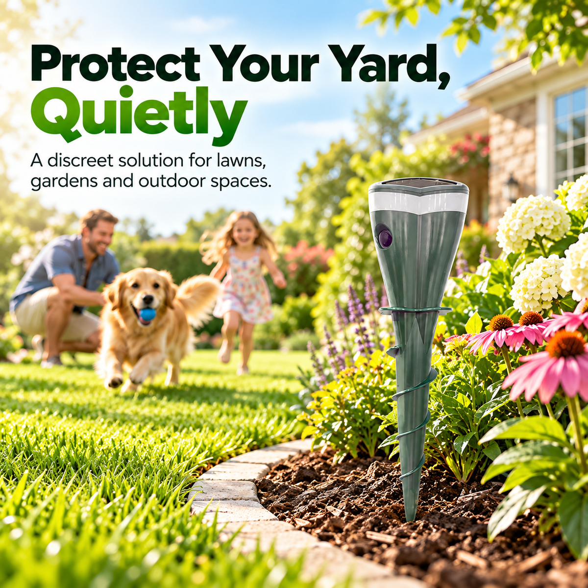 🔥 Solar-Powered Ultrasonic Animal Repeller with Flame Light & Siren Alarm