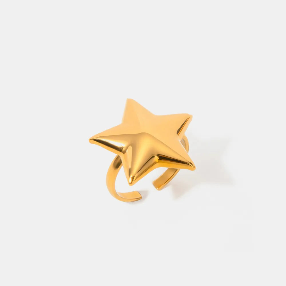 Gold-Plated Stainless Steel Star Ring
