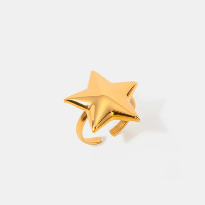 Gold-Plated Stainless Steel Star Ring