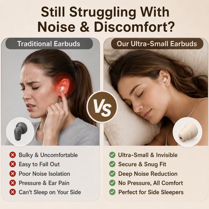 🎧 Invisible Wireless Earbuds – 0.08oz, 25Hr Noise Cancelling, Side-Sleeper Comfort