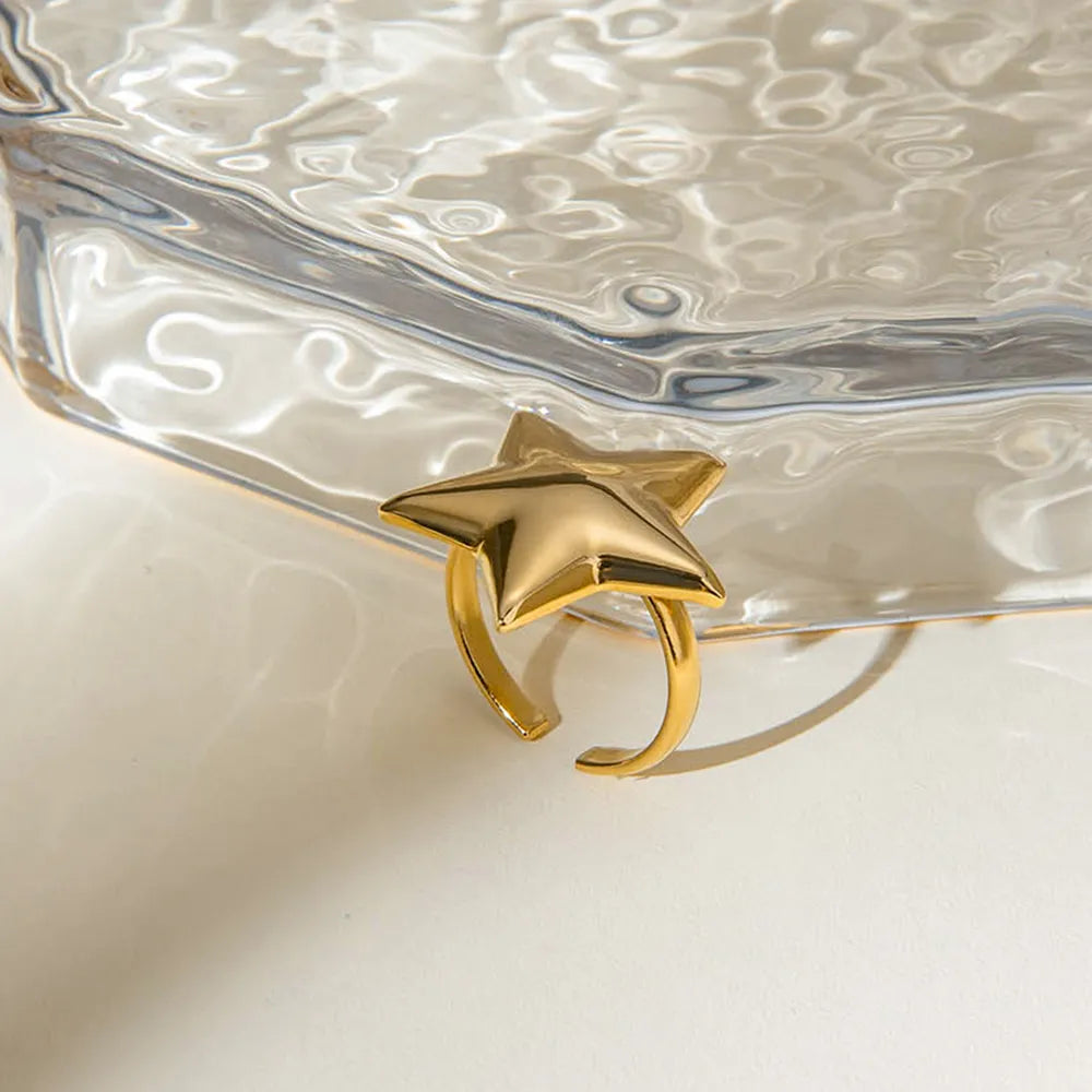 Gold-Plated Stainless Steel Star Ring