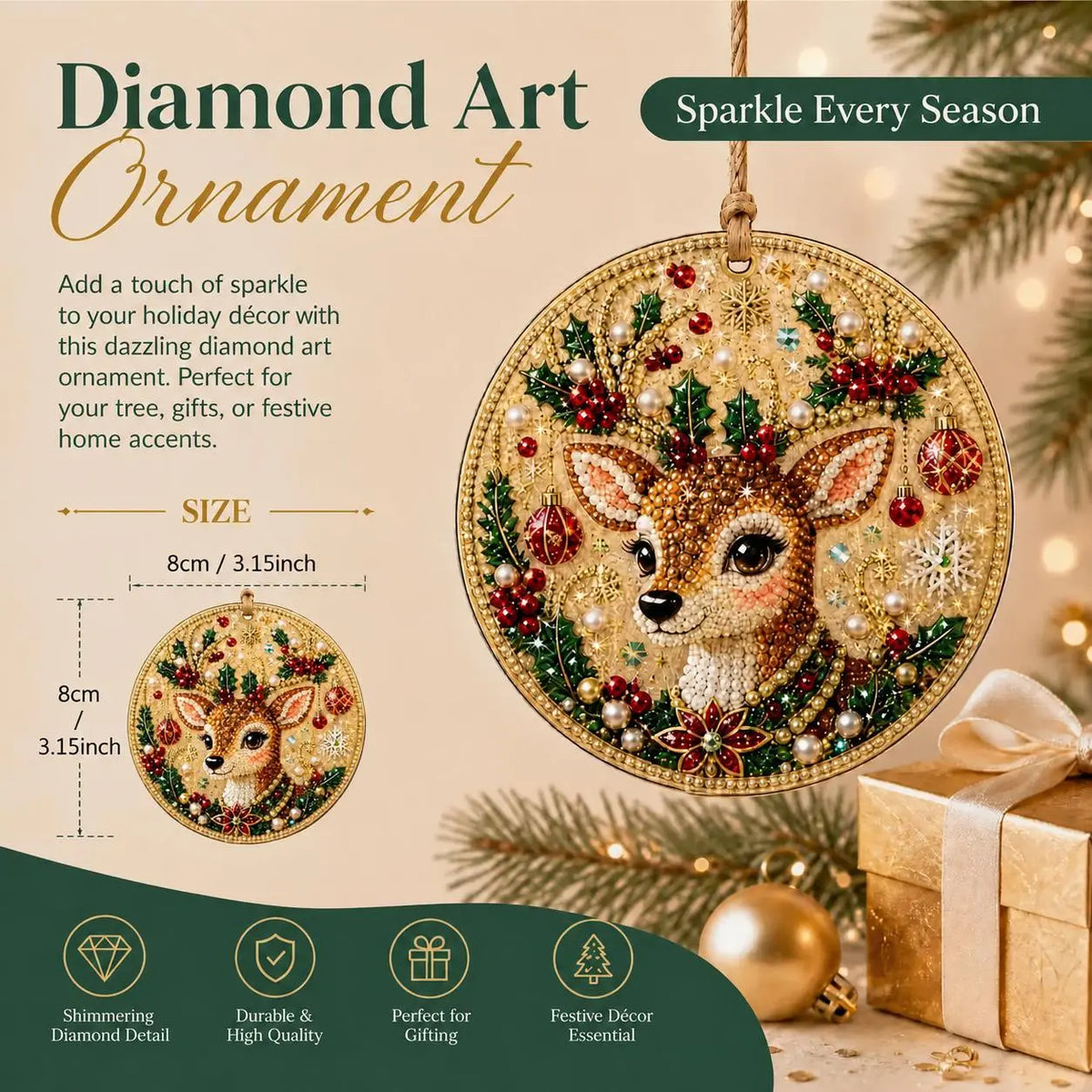 DIY Diamond Painting Christmas Ornaments for a More Festive Tree🎄