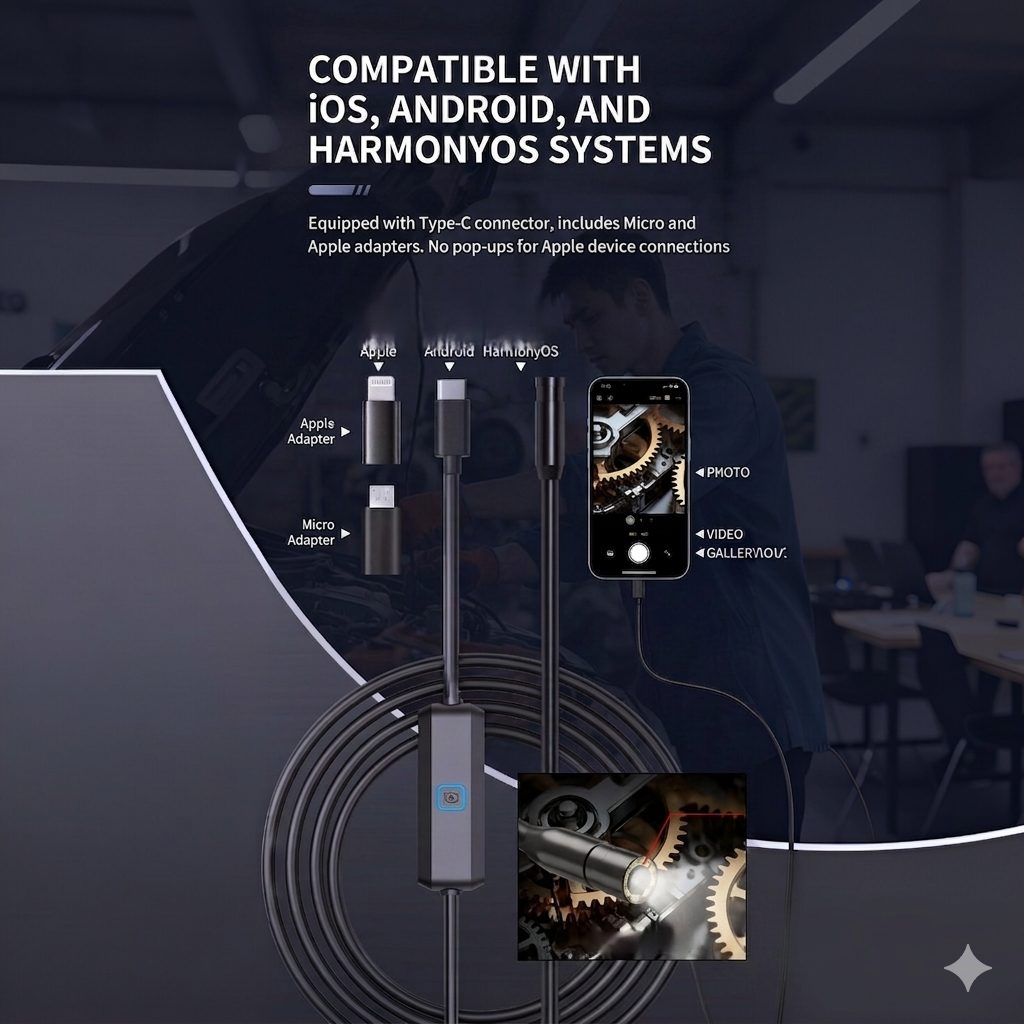 💥LIMITED-TIME 50% OFF!🔥High-Resolution Waterproof Industrial Endoscope Camera