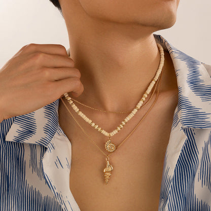 Men's Summer Coconut Shell Beaded Shell Necklace