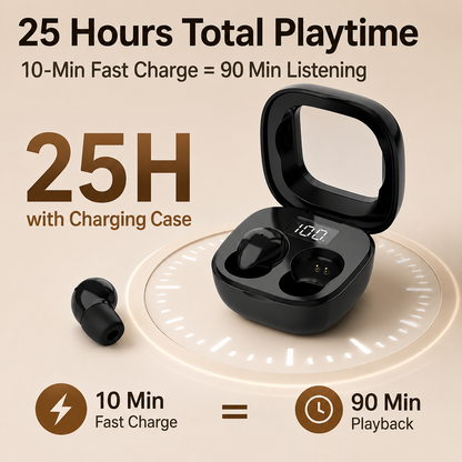 🎧 Invisible Wireless Earbuds – 0.08oz, 25Hr Noise Cancelling, Side-Sleeper Comfort