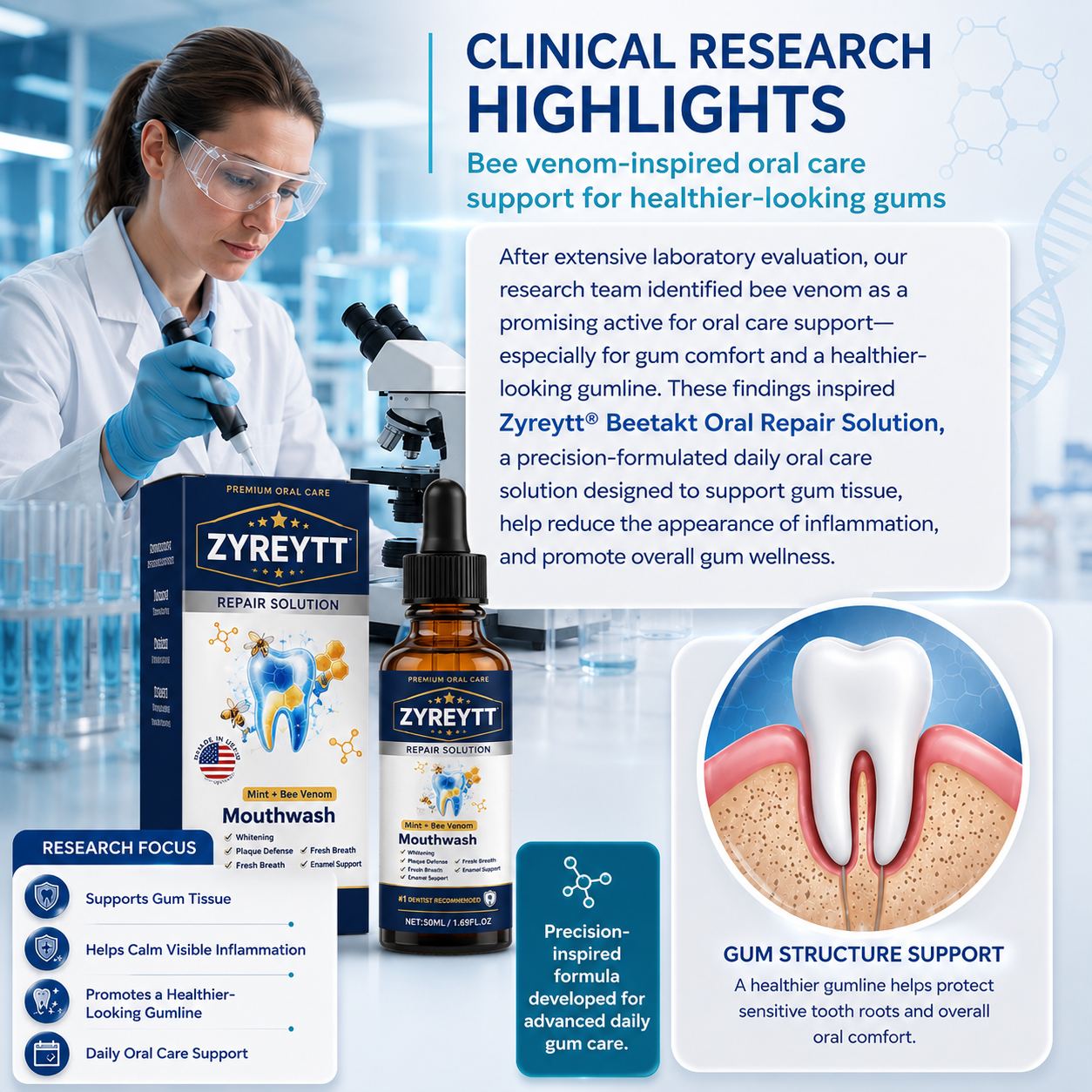 Zyreytt® Oral Repair Solution 🦷 — Inspired Mouthwash for Gumline Care, Plaque Defense & Fresher Breath
