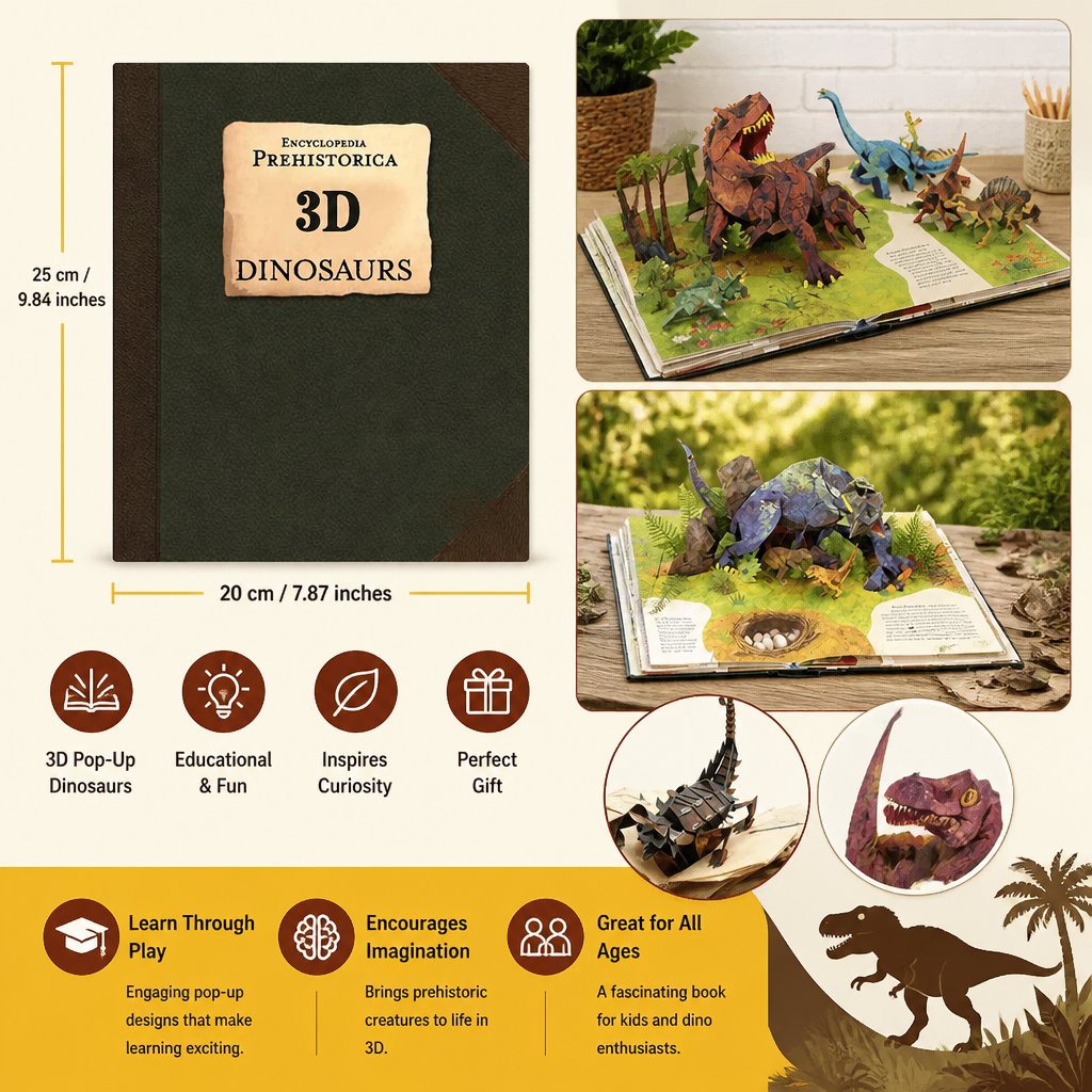 🌞 SUMMER SALE: Save 50% on your favorite products! Interactive 3D Pop-Up Dinosaur Encyclopedia