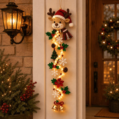 ⏳ Last Day 49% OFF –🎄✨ Create a Warm Christmas Welcome — Lighted Holiday Door Hanger for Your Front Door & Porch