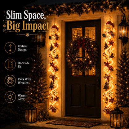 ⏳ Last Day 49% OFF –🎄✨ Create a Warm Christmas Welcome — Lighted Holiday Door Hanger for Your Front Door & Porch
